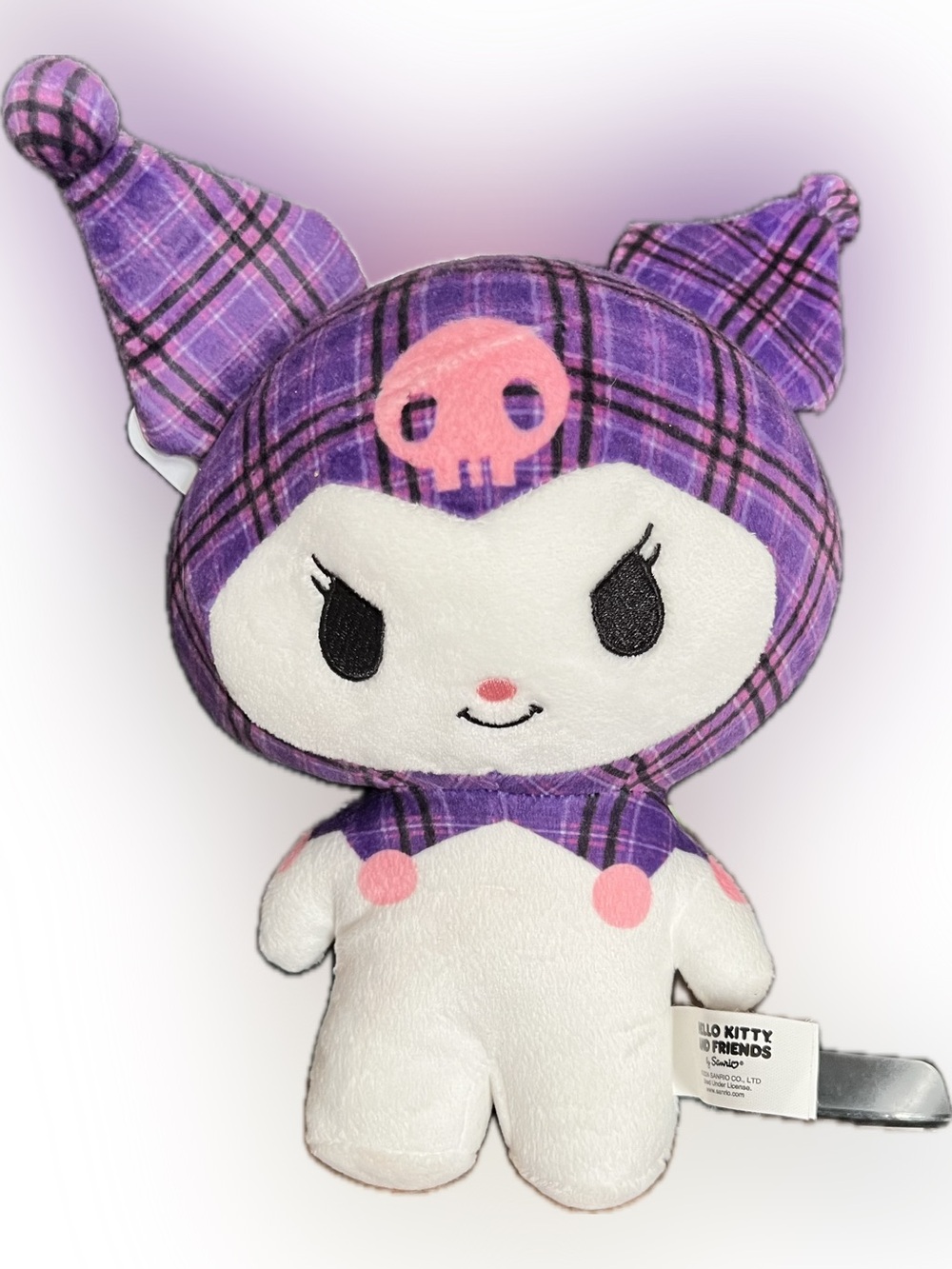 Sanrio Hello Kitty and Friends Kuromi Purple Plaid Plush Purple & White Plaid